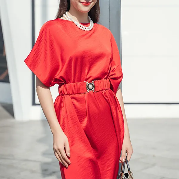 Váy Lụa Nữ F2 Fashion & Freedom City Girl D745-DO-S-0823 Màu Đỏ Size S