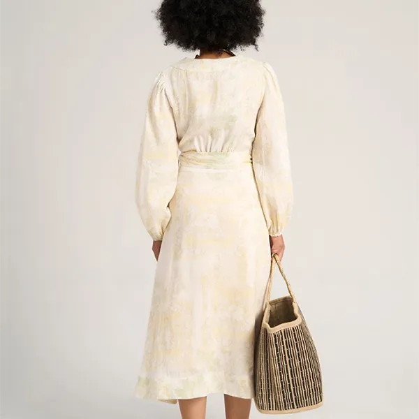 Váy Suông Nữ F2 Fashion & Freedom Women's Linen Dress In Cream With Free Flow Color Pattern D739-KHT-S-0723 Màu Kem Size S