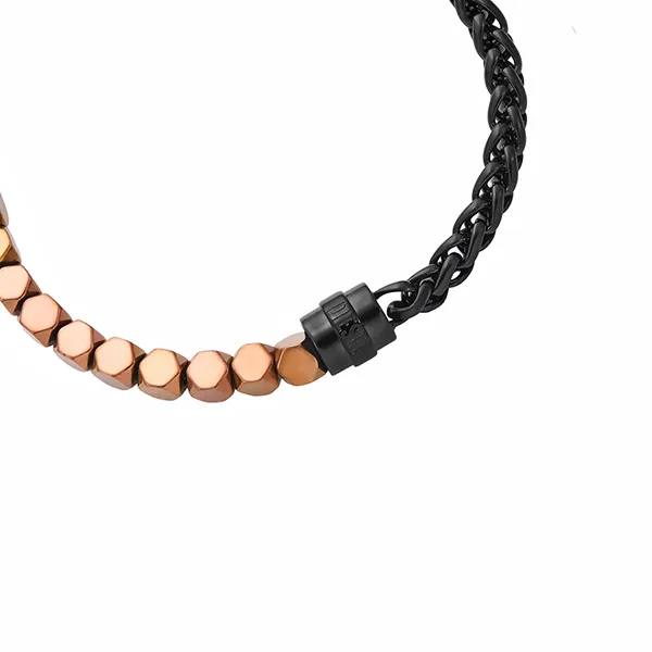 Vòng Đeo Tay Diesel Stainless Steel And Hematite Beaded Bracelet DX1648931 Màu Đen/Đồng