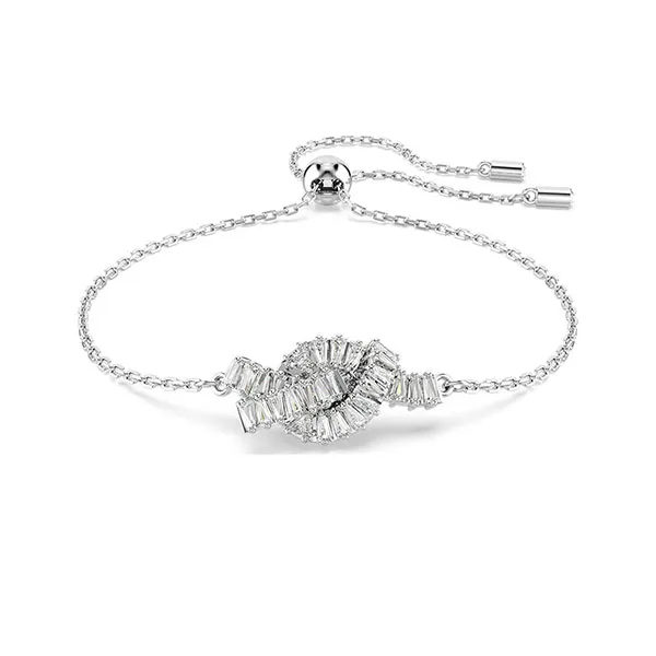 Vòng Đeo Tay Nữ Swarovski Matrix Bracelet Baguette Cut Knot White Rhodium Plated 5731101 Màu Bạc Trắng
