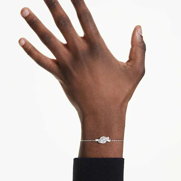 Vòng Đeo Tay Nữ Swarovski Matrix Bracelet Baguette Cut Knot White Rhodium Plated 5731101 Màu Bạc Trắng