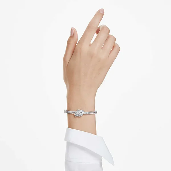 Vòng Đeo Tay Nữ Swarovski Matrix Bangle Baguette Cut, Knot, White, Rhodium Plated 5727117 Màu Trắng Size S