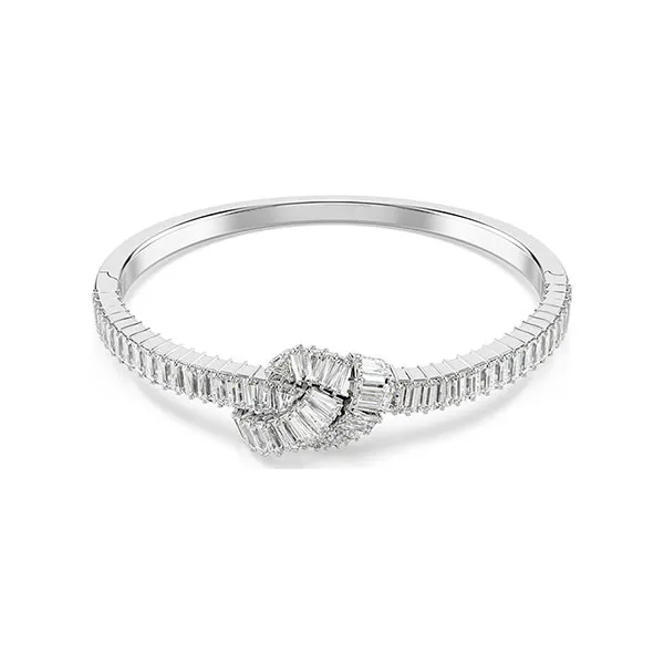 Vòng Đeo Tay Nữ Swarovski Matrix Bangle Baguette Cut, Knot, White, Rhodium Plated 5727117 Màu Trắng Size S