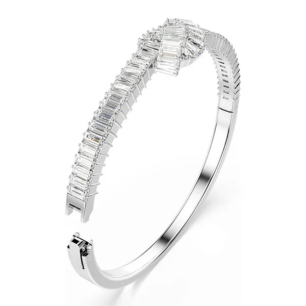 Vòng Đeo Tay Nữ Swarovski Matrix Bangle Baguette Cut, Knot, White, Rhodium Plated 5727117 Màu Trắng Size S
