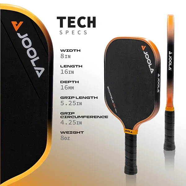 Vợt Pickleball Joola Collin Johns Scorpeus 3S 16mm Paddle Màu Đen