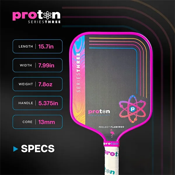 Vợt Pickleball Proton Flamingo 15mm Widebody Màu Hồng Đen