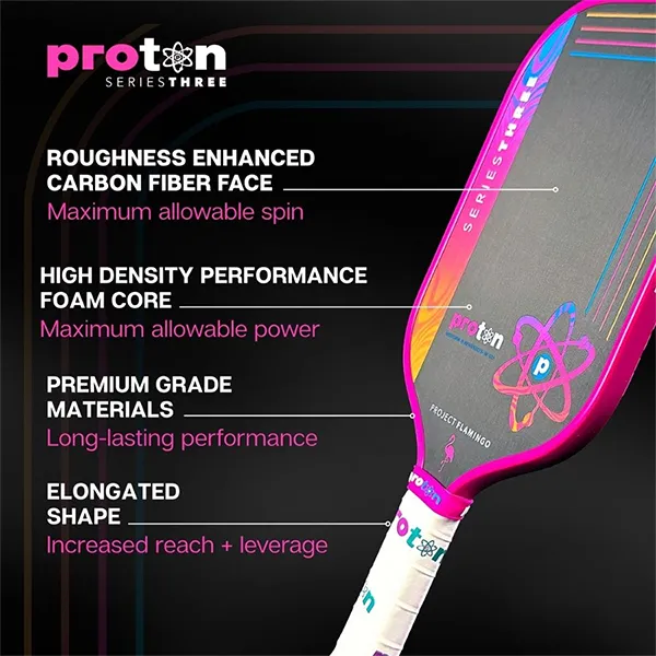 Vợt Pickleball Proton Flamingo 15mm Widebody Màu Hồng Đen