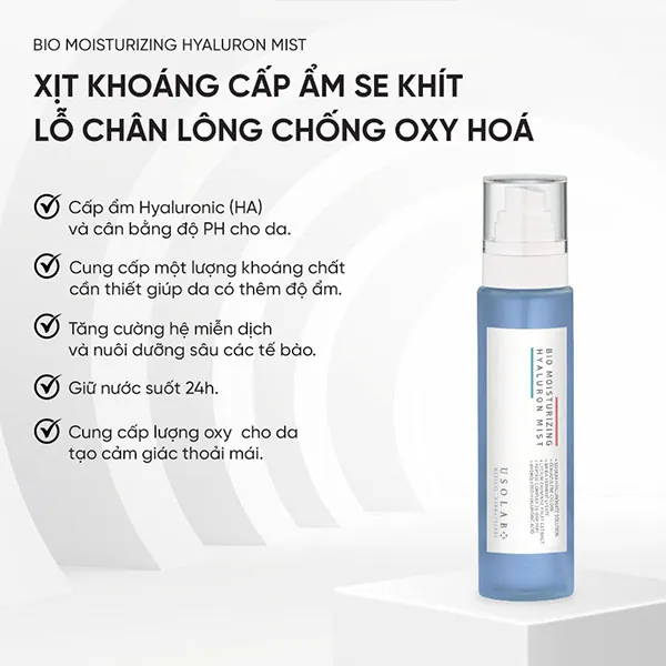 Xịt Khoáng Usolab Toner Bio Moisturizing Hyaluron Mist 150ml