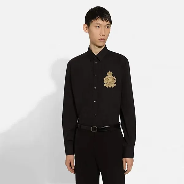 Áo Sơ Mi Nam Dolce & Gabbana D&G Shirt I5B11M FU5U8 Màu Đen Size 37