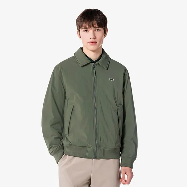 Áo Khoác Nam Lacoste Collared Padded Blouson Jumper BH3511 54N BMY Màu Xanh Rêu Size 48