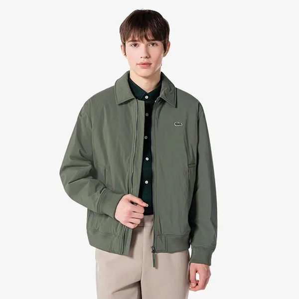 Áo Khoác Nam Lacoste Collared Padded Blouson Jumper BH3511 54N BMY Màu Xanh Rêu Size 48