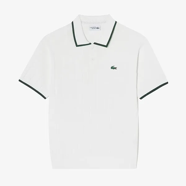 Áo Len Polo Nam Lacoste Men's Textured Sweater AH710E - 001 Màu Trắng Size 3