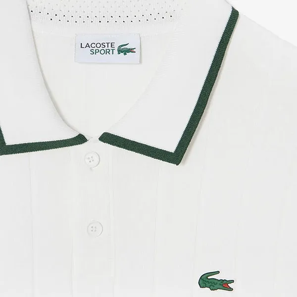 Áo Len Polo Nam Lacoste Men's Textured Sweater AH710E - 001 Màu Trắng Size 3