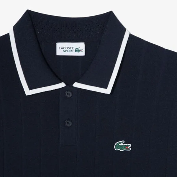 Áo Len Polo Nam Lacoste Men's Textured Sweater AH710E - HDE Màu Xanh Navy Size 3