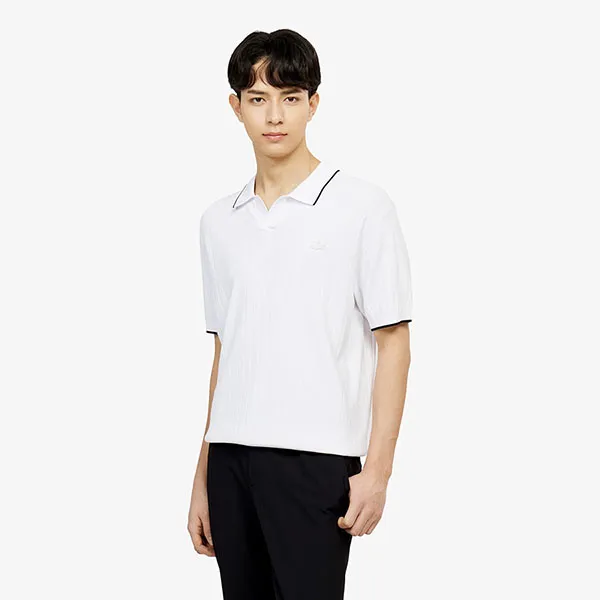 Áo Len Polo Nam Lacoste Men's Textured Sweater AH721E - 001 Màu Trắng Size 3