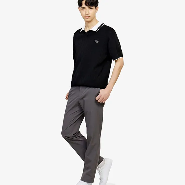 Áo Len Polo Nam Lacoste Men's Textured Sweater AH721E - 031 Màu Đen Size 3