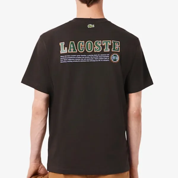 Áo Phông Nam Lacoste Men's Multi Print Jersey TH5903-51-SKB T-Shirt Màu Nâu Size 3