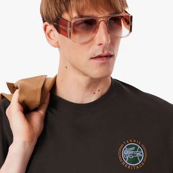 Áo Phông Nam Lacoste Men's Multi Print Jersey TH5903-51-SKB T-Shirt Màu Nâu Size 3