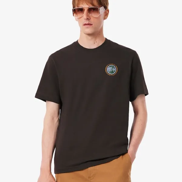 Áo Phông Nam Lacoste Men's Multi Print Jersey TH5903-51-SKB T-Shirt Màu Nâu Size 3