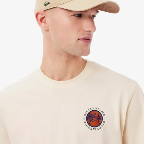 Áo Phông Nam Lacoste Men's Multi Print Jersey TH5903-51-XFJ T-Shirt Màu Kem Size 3