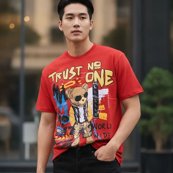 Áo Phông Nam Reason Clothing SP25-17 Màu Đỏ Họa Tiết Size L