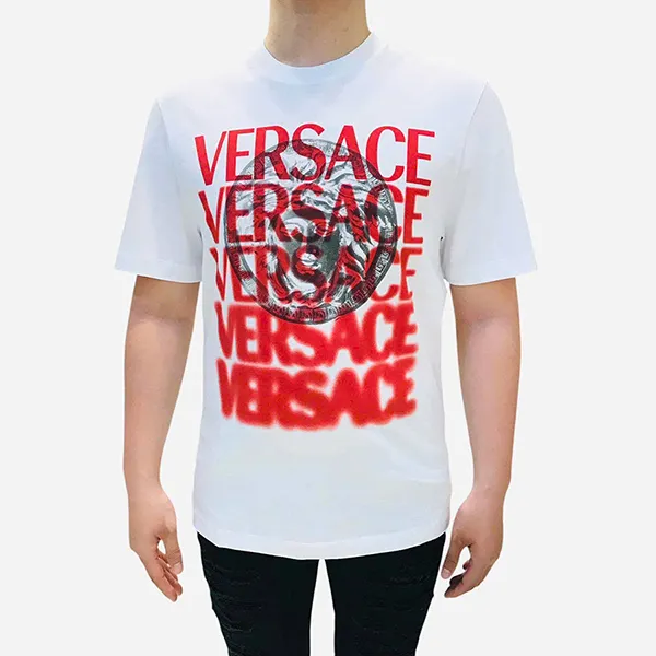 Áo Phông Nam Versace 1014427 White Cotton T-Shirt Màu Trắng Size XS