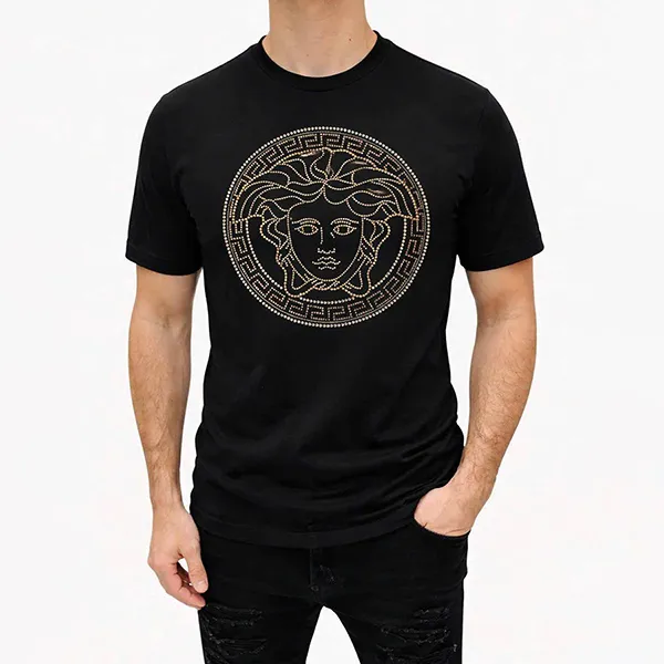 Áo Phông Nam Versace Medusa Circle Print Tee White 1014430 Màu Đen Size XS