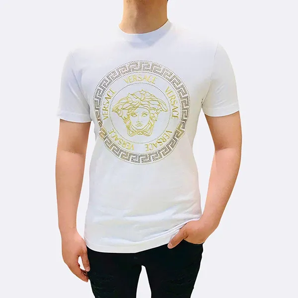 Áo Phông Nam Versace Medusa Circle Print Tee White 1014430 Màu Trắng Size XS