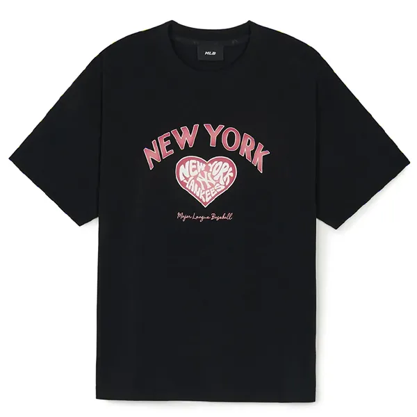 Áo Phông Nữ MLB Heart Over Fit T-Shirts 3FTSH0144-50BKS Màu Đen Size S