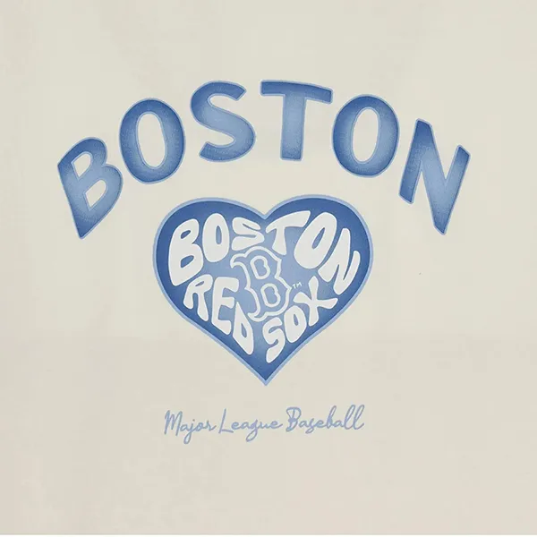 Áo Phông Nữ MLB Heart Over Fit T-Shirts Boston Red Sox 3FTSH0144-43CRS Màu Trắng Kem Size XS