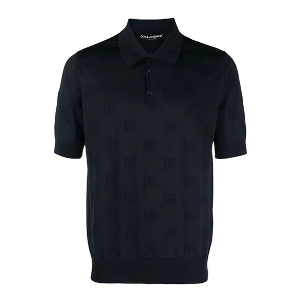 Áo Polo Nam Dolce & Gabbana D&G Jacquard Logo Polo Shirt GXZ15T-JAST6 Màu Xanh Dương Đậm Size 44