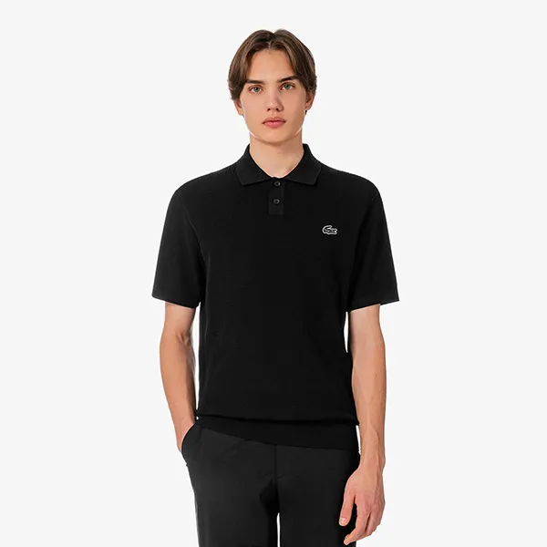 Áo Polo Len Nam Lacoste Golf Texture Sweater AH011E - 031 Màu Đen Size 5