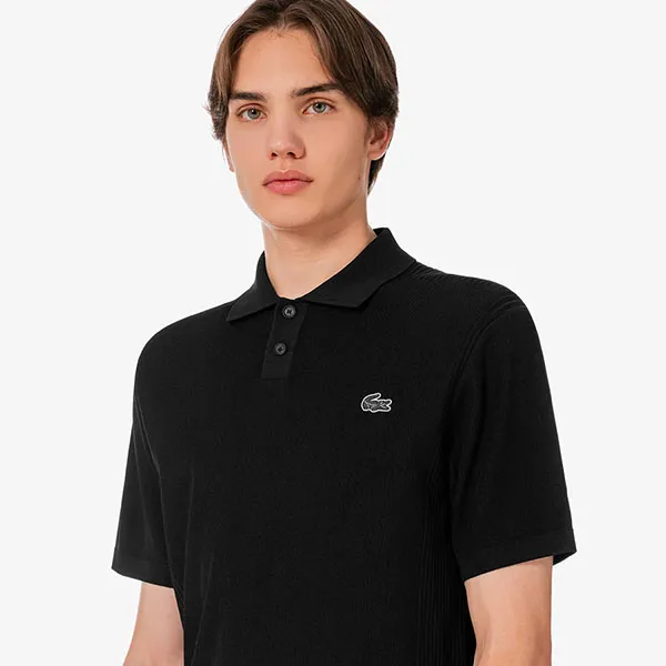 Áo Polo Len Nam Lacoste Golf Texture Sweater AH011E - 031 Màu Đen Size 5