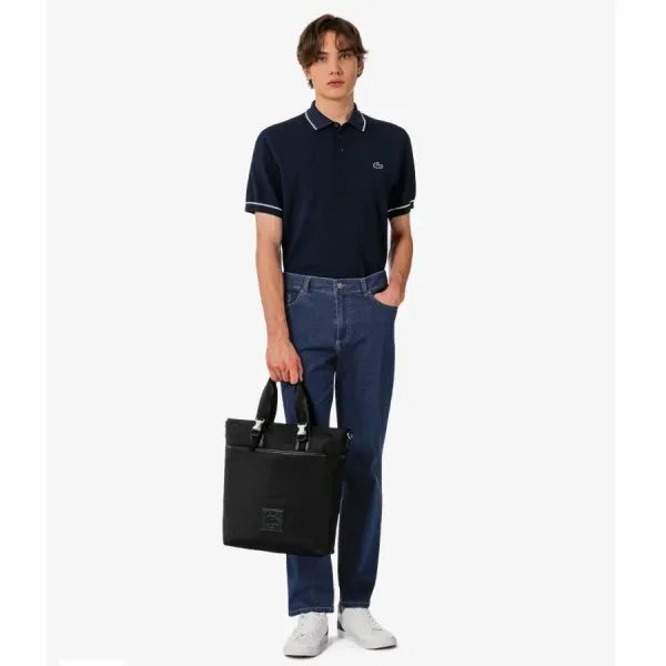 Áo Polo Len Nam Lacoste Men's Scallop Sweater AH720E - 166 Màu Xanh Navy Size 4