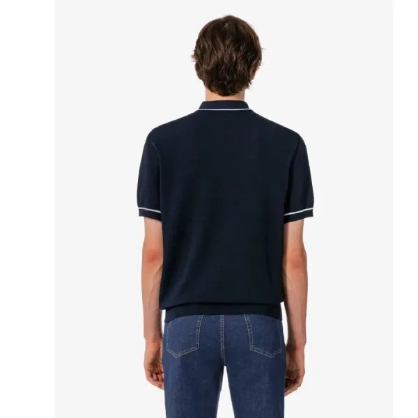 Áo Polo Len Nam Lacoste Men's Scallop Sweater AH720E - 166 Màu Xanh Navy Size 4