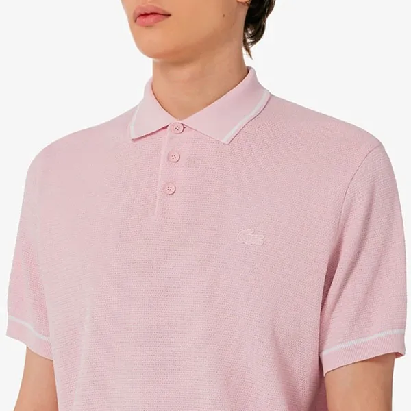 Áo Polo Len Nam Lacoste Men's Scallop Sweater AH720E - ADY Màu Hồng Size 4