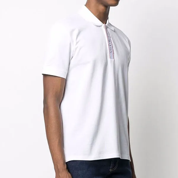 Áo Polo Nam Alexander Mcqueen Logo Tape Short Sleeve Shirt Màu Trắng Size XS