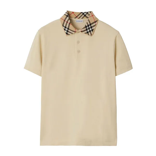 Áo Polo Nam Burberry Burberry Check Collar Short Sleeved 8103864 Màu Beige Size S