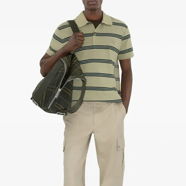 Áo Polo Nam Burberry Striped Cotton 8106380 Màu Xanh Green Size S