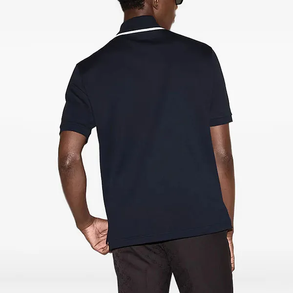 Áo Polo Nam Gucci Logo Print Piqué Shirt Màu Xanh Navy Size XS