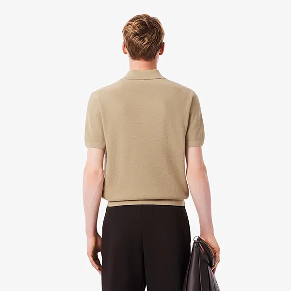 Áo Polo Nam Lacoste Cotton Blend Open Polo Collar Sweater AH5186 99 031 Màu Đen Size 2
