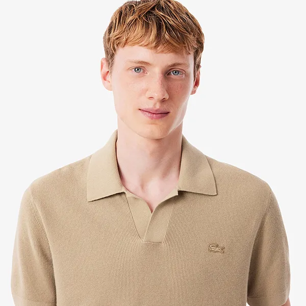Áo Polo Nam Lacoste Cotton Blend Open Polo Collar Sweater AH5186 99 031 Màu Đen Size 2