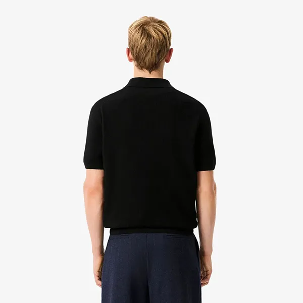 Áo Polo Nam Lacoste Cotton Blend Open Polo Collar Sweater AH5186 99 031 Màu Đen Size 2