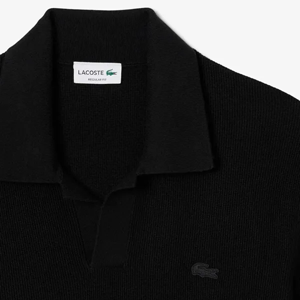 Áo Polo Nam Lacoste Cotton Blend Open Polo Collar Sweater AH5186 99 031 Màu Đen Size 2