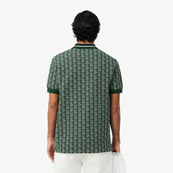 Áo Polo Nam Lacoste Men's Classic Fit Contrast Collar Monogram DH1417 10 D1R Màu Xanh Lá Size 4