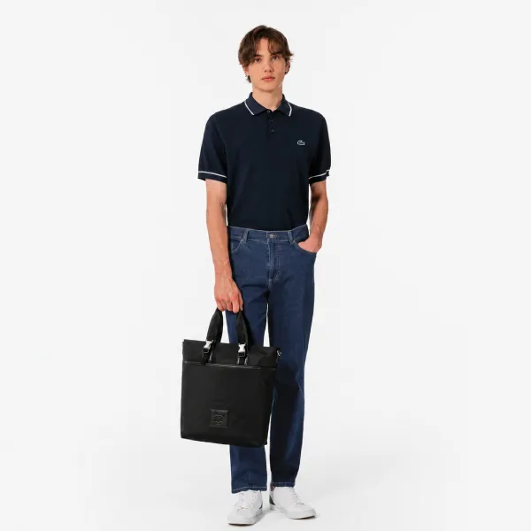 Áo Polo Len Nam Lacoste Men's Scallop Sweater AH720E - 166 Màu Xanh Navy Size 4