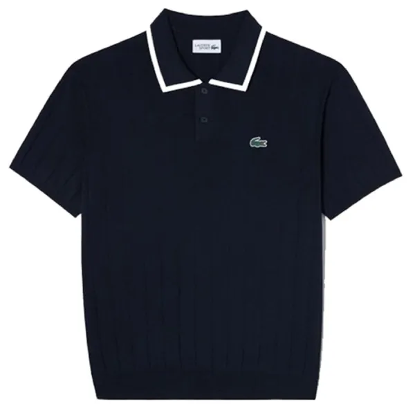 Áo Polo Nam Lacoste Men's Textured Sweater AH701E HDE Màu Xanh Navy Size 3