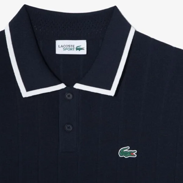 Áo Polo Nam Lacoste Men's Textured Sweater AH701E HDE Màu Xanh Navy Size 3