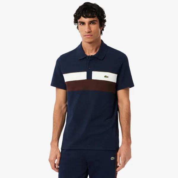 Áo Polo Nam Lacoste Regular Fit Colorblock Petit Piqué PH5918-51-6WZ Màu Xanh Navy Size 5