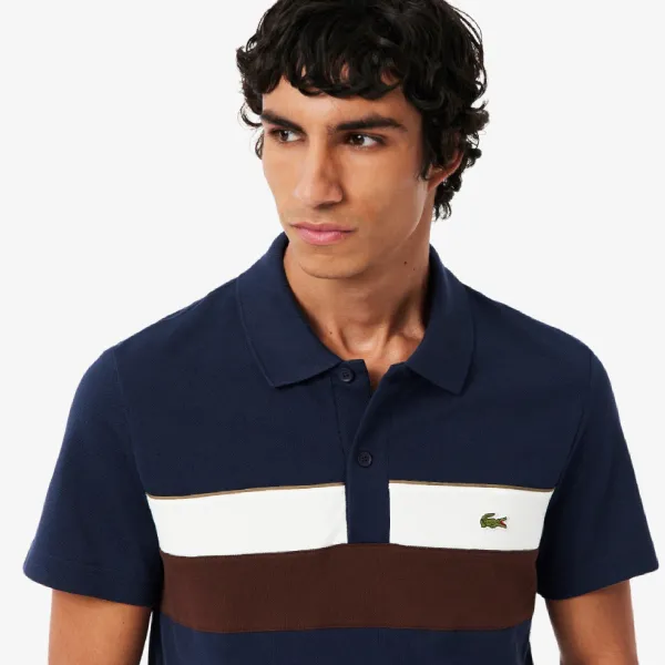Áo Polo Nam Lacoste Regular Fit Colorblock Petit Piqué PH5918-51-6WZ Màu Xanh Navy Size 5